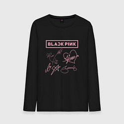 Лонгслив хлопковый мужской BLACKPINK АВТОГРАФЫ БЛЭКПИНК, цвет: черный