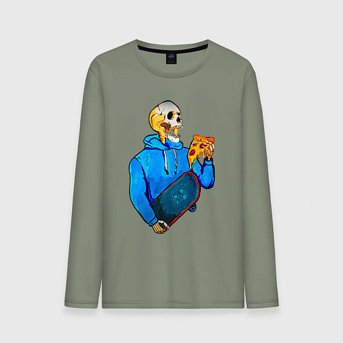 Мужской лонгслив Крутой Скилет АРТ / Авокадо – фото 1