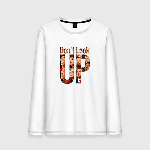 Мужской лонгслив Dont look up brush edition / Белый – фото 1