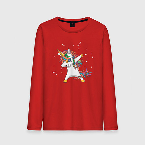 Мужской лонгслив Единорог в очках дэб / Красный – фото 1