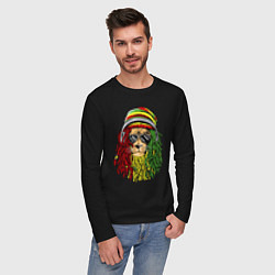 Лонгслив хлопковый мужской Rasta lioN, цвет: черный — фото 2