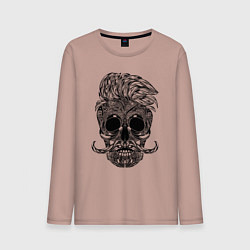 Лонгслив хлопковый мужской Skull hipster, цвет: пыльно-розовый