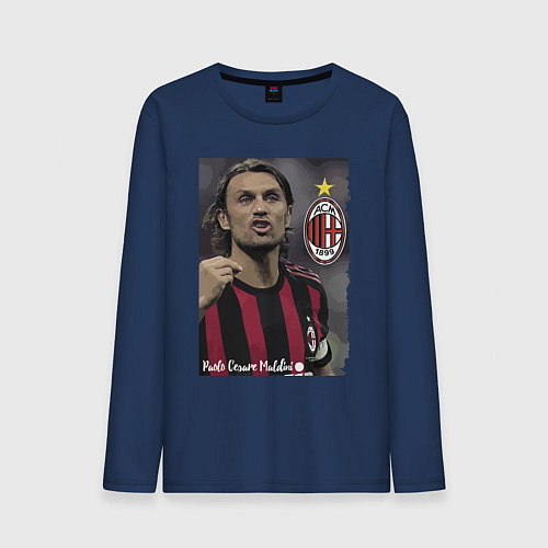 Мужской лонгслив Paolo Cesare Maldini - Milan, captain / Тёмно-синий – фото 1
