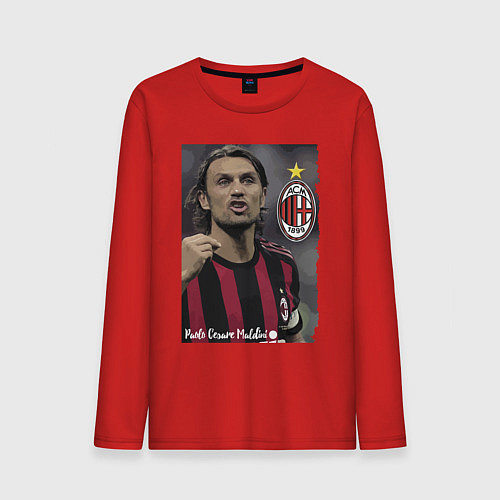 Мужской лонгслив Paolo Cesare Maldini - Milan, captain / Красный – фото 1