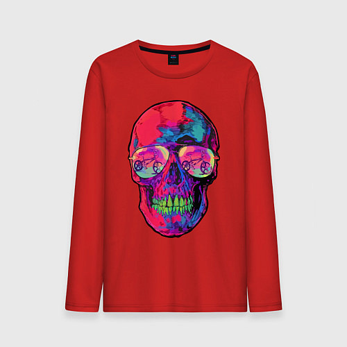 Мужской лонгслив Skull & bicycle / Красный – фото 1