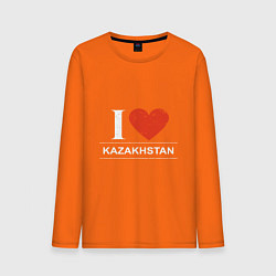 Лонгслив хлопковый мужской Я Люблю Казахстан цвета оранжевый — фото 1