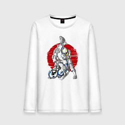 Лонгслив хлопковый мужской Боевые искусства космонавтов, цвет: белый