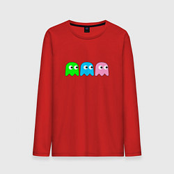 Лонгслив хлопковый мужской Pac man - play Для двоих, цвет: красный
