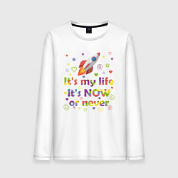 Лонгслив хлопковый мужской Its my life Rocket, цвет: белый