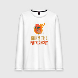 Лонгслив хлопковый мужской Burn the Patriarchy, цвет: белый