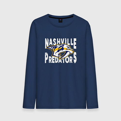 Мужской лонгслив Nashville Predators, Нэшвилл Предаторз / Тёмно-синий – фото 1