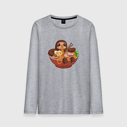 Мужской лонгслив Cute Sloth Ramen Noodles
