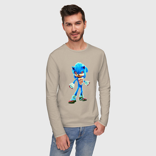 Мужской лонгслив Соник EXE / Миндальный – фото 3