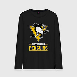 Лонгслив хлопковый мужской Питтсбург Пингвинз , Pittsburgh Penguins, цвет: черный