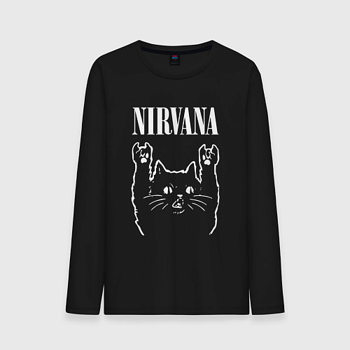 Мужской лонгслив Nirvana Rock Cat, НИРВАНА / Черный – фото 1