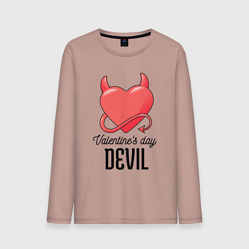 Мужской лонгслив Valentines Day Devil / Пыльно-розовый – фото 1