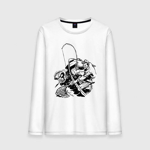 Мужской лонгслив Ловля окуня / Белый – фото 1