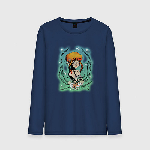 Мужской лонгслив Мрачная русалка by Knyaga / Тёмно-синий – фото 1