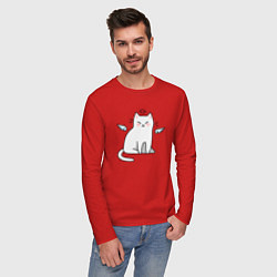 Лонгслив хлопковый мужской КОТИК АНГЕЛ CAT ANGEL, цвет: красный — фото 2