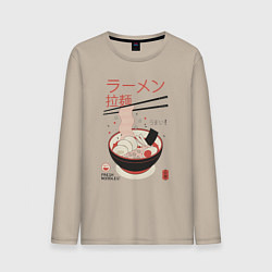Лонгслив хлопковый мужской Японский стиль рамен, цвет: миндальный