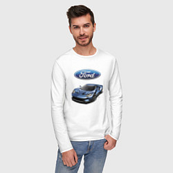 Лонгслив хлопковый мужской Ford - legendary racing team!, цвет: белый — фото 2