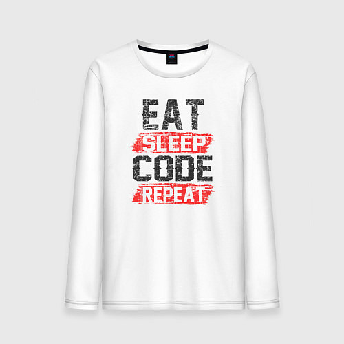 Мужской лонгслив EAT SLEEP CODE REPEAT / Белый – фото 1