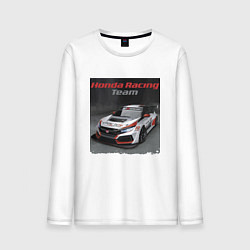 Лонгслив хлопковый мужской Honda Motorsport Racing Team, цвет: белый