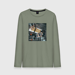 Лонгслив хлопковый мужской 163ONMYNECK NO OFFENCE, цвет: авокадо