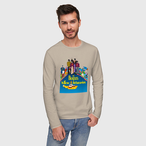 Мужской лонгслив The Beatles on a Yellow Submarine / Миндальный – фото 3