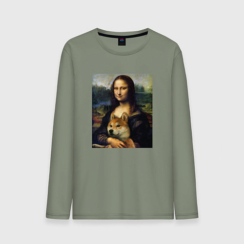 Мужской лонгслив Shiba Inu Mona Lisa / Авокадо – фото 1