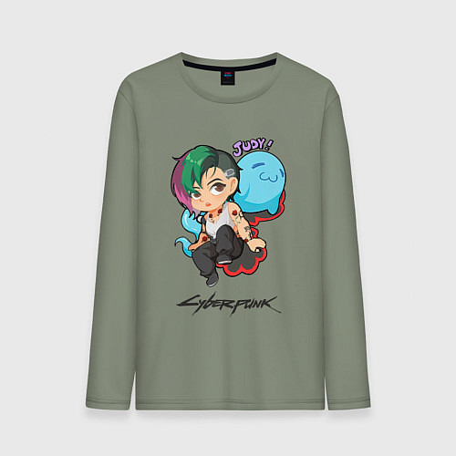 Мужской лонгслив Cyberpunk 2077 Judy Киберпанк Джуди / Авокадо – фото 1