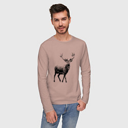 Лонгслив хлопковый мужской Черный олень Black Deer, цвет: пыльно-розовый — фото 2