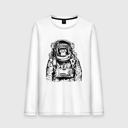 Лонгслив хлопковый мужской Monkey Astronaut, цвет: белый