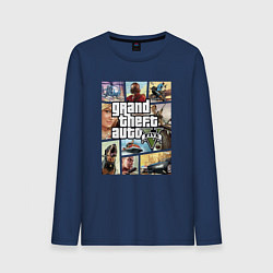 Лонгслив хлопковый мужской GTA V Logos, цвет: тёмно-синий
