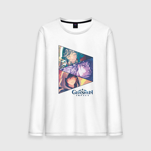 Мужской лонгслив Венти, Райдэн, Чжун Ли Архонты / Белый – фото 1