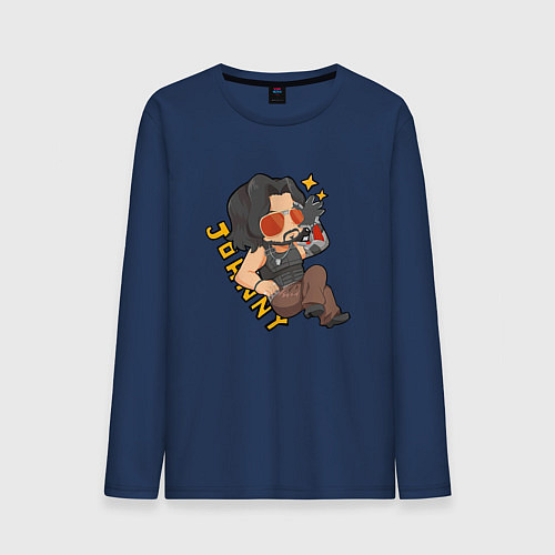 Мужской лонгслив Johnny Джонник Cyberpunk / Тёмно-синий – фото 1