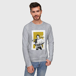Лонгслив хлопковый мужской Стильный Ями, цвет: меланж — фото 2