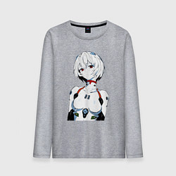 Лонгслив хлопковый мужской Рей Аянами Rei Ayanami Ева Евангелион, цвет: меланж