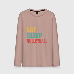 Лонгслив хлопковый мужской Eat - Sleep - Volleyball, цвет: пыльно-розовый