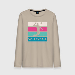 Лонгслив хлопковый мужской Volleyball Play, цвет: миндальный