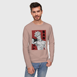 Лонгслив хлопковый мужской Бессмертный Бан, цвет: пыльно-розовый — фото 2