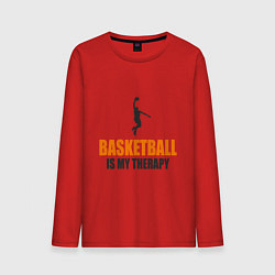 Лонгслив хлопковый мужской Баскетбол моя терапия, цвет: красный