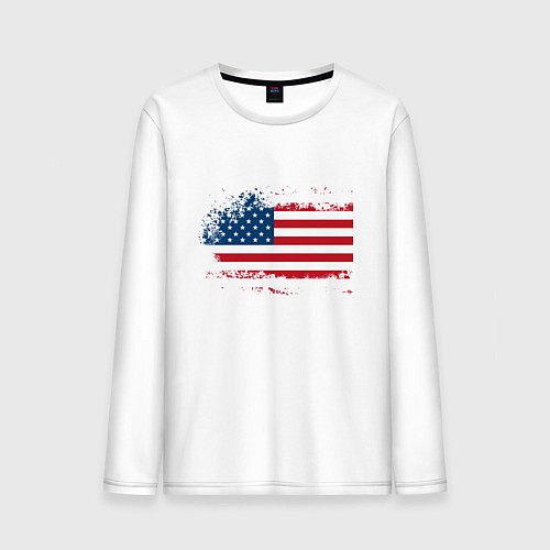 Мужской лонгслив Американский флаг Stars / Белый – фото 1