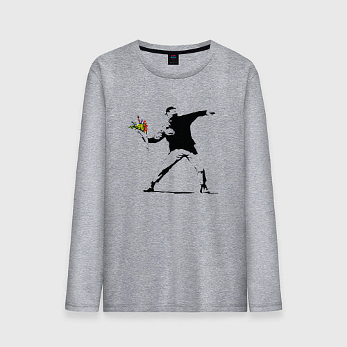 Мужской лонгслив Бэнкси художник Banksy цветы / Меланж – фото 1