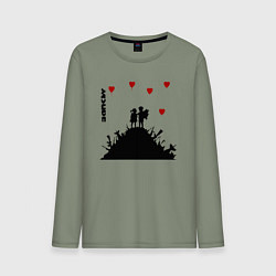 Мужской лонгслив Banksy Бэнкси мальчик и девочка на горе оружия