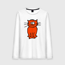 Лонгслив хлопковый мужской Забаный красный кот, цвет: белый