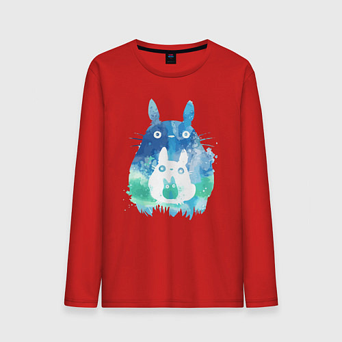 Мужской лонгслив Семья кроликов Акварель / Красный – фото 1