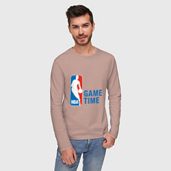 Лонгслив хлопковый мужской NBA Game Time, цвет: пыльно-розовый — фото 2