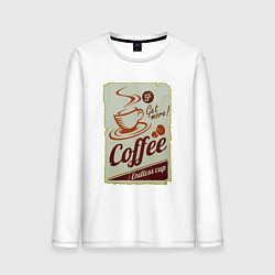 Лонгслив хлопковый мужской Coffee Cup Retro, цвет: белый