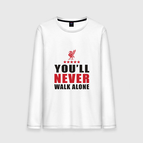 Мужской лонгслив Liverpool - Never Walk Alone / Белый – фото 1